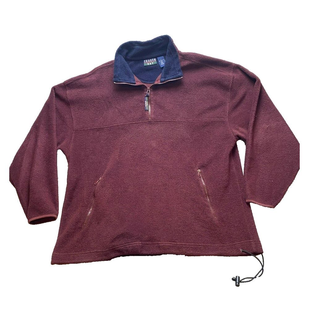 VTG Trader Bay Sweatshirt Adult Large 1/4 Zip Fleece Pockets Sweater Outdoor Men
